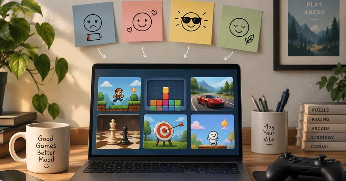 Different browser game genres matched with various moods and emotions