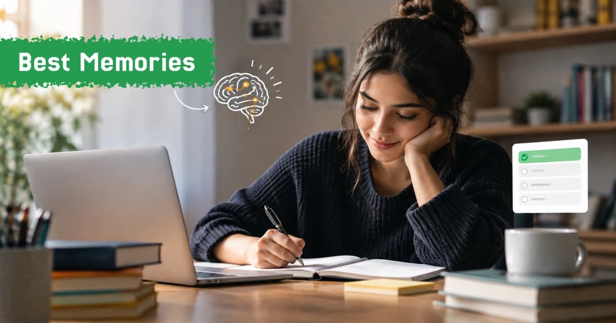 Person taking an online quiz to improve memory retention, learning ability, and knowledge development