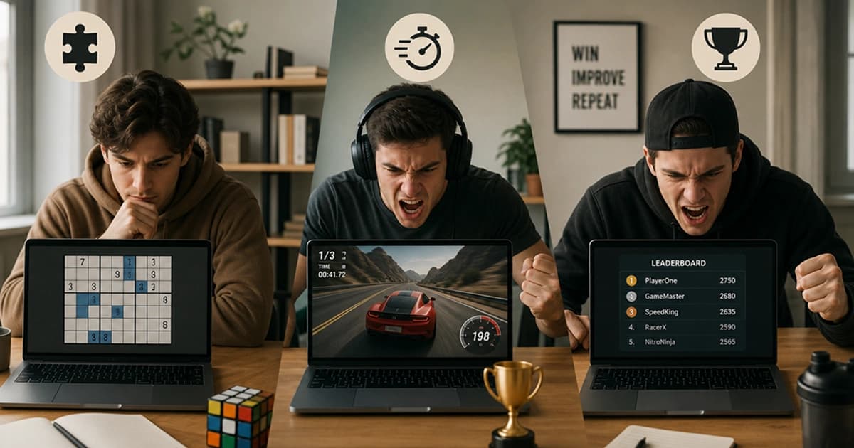 Different browser game player personalities illustrated as unique gamer archetypes